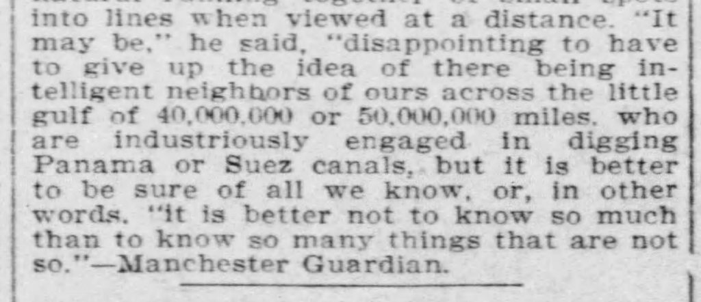 Quote by E. Walter Maunder (The Pittsburg Press, 07.15.1904)