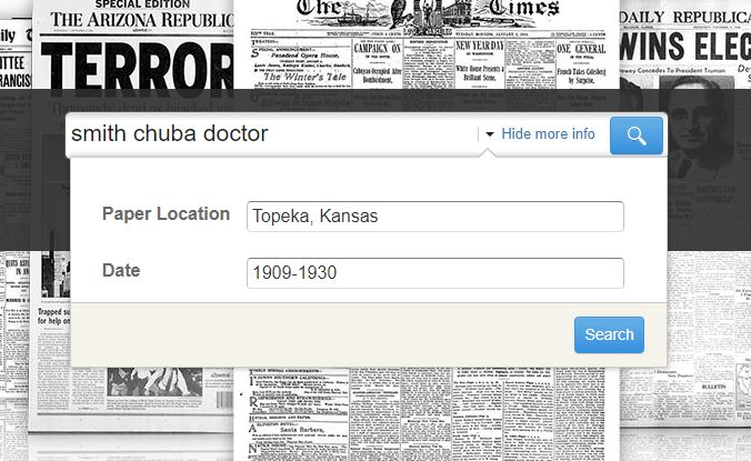 Example of a Newspapers.com search that doesn't use the individual's full name
