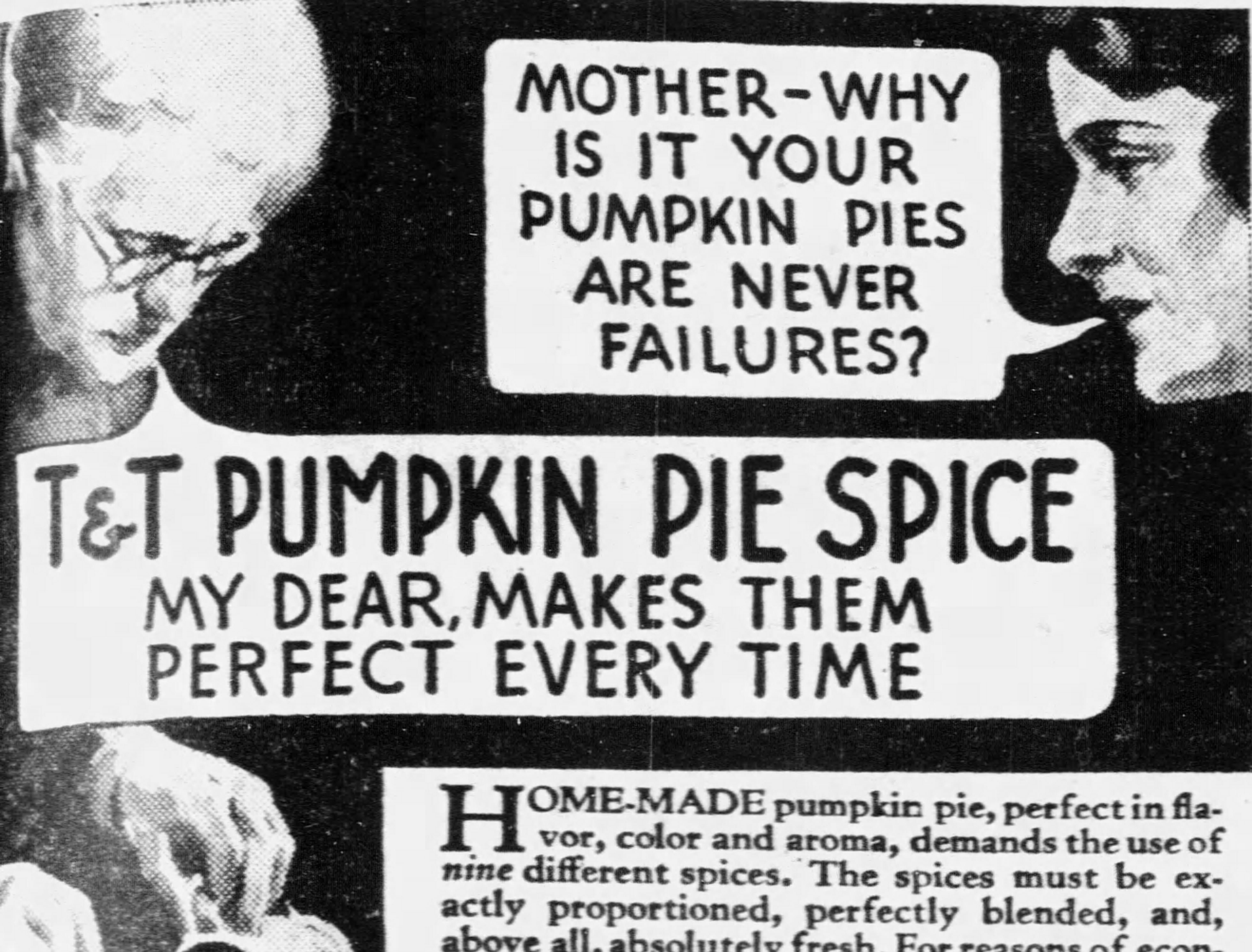 1933 ad for T&T Pumpkin Pie Spice (St. Louis Post-Dispatch, 10.20.1933)