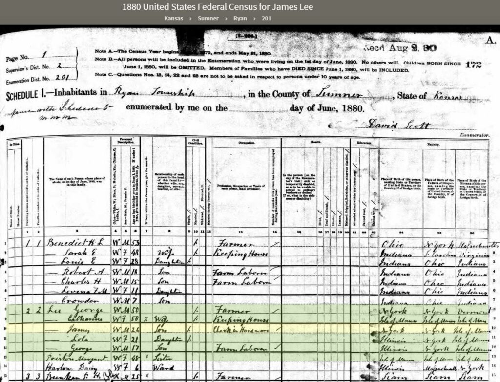 Image from the 1880 census on Ancestry®