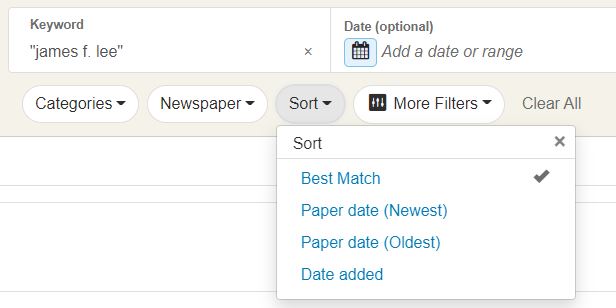 Sorting options on Newspapers.com™